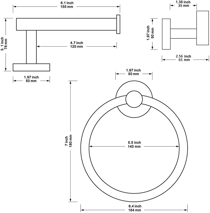 3 Piece Bathroom Hardware Set