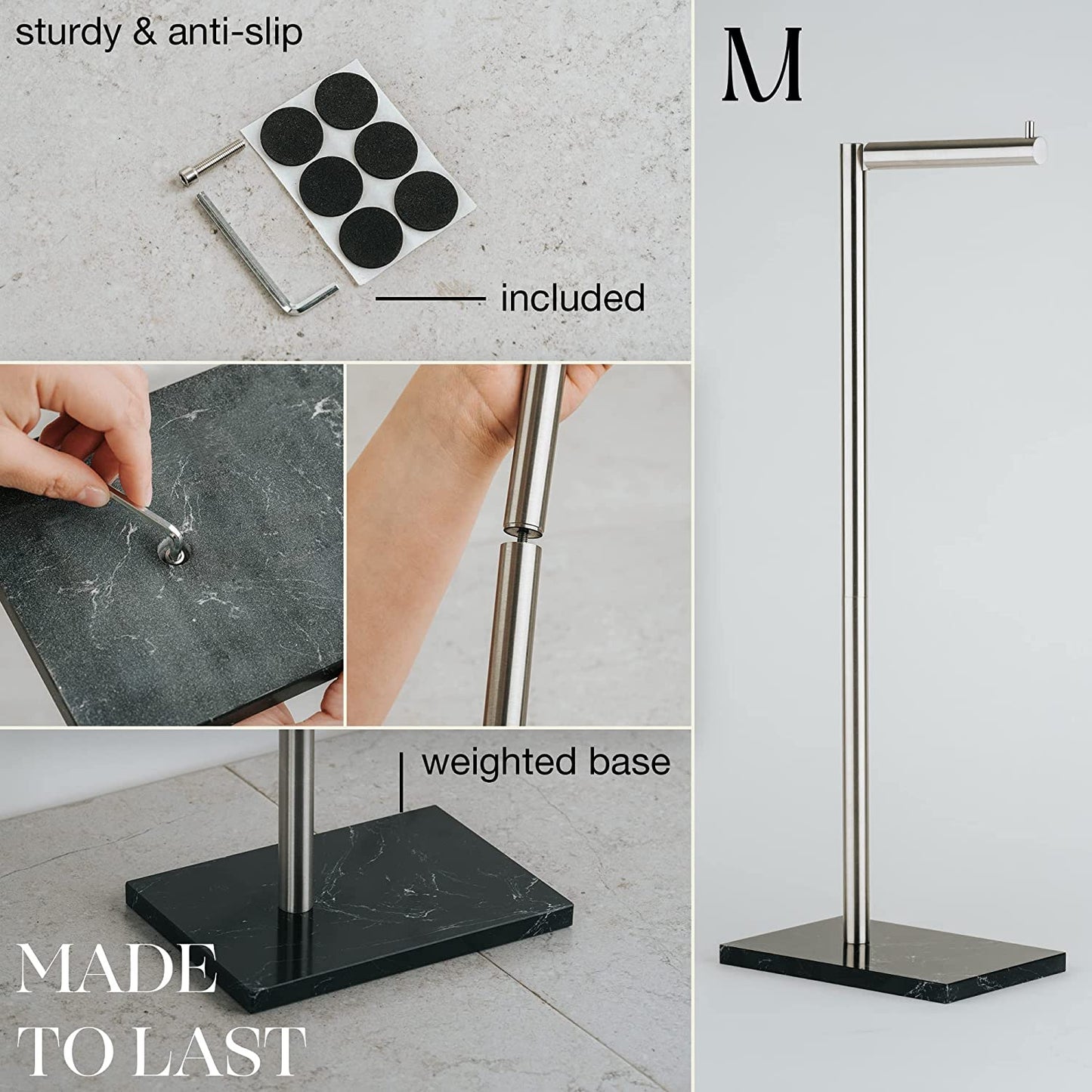 Free Standing Toilet Paper Holder Stand and Storage