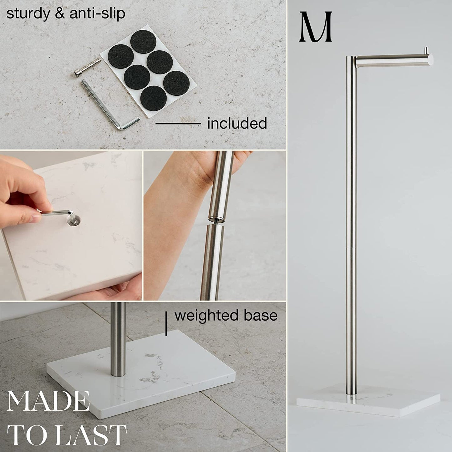 Free Standing Toilet Paper Holder Stand and Storage