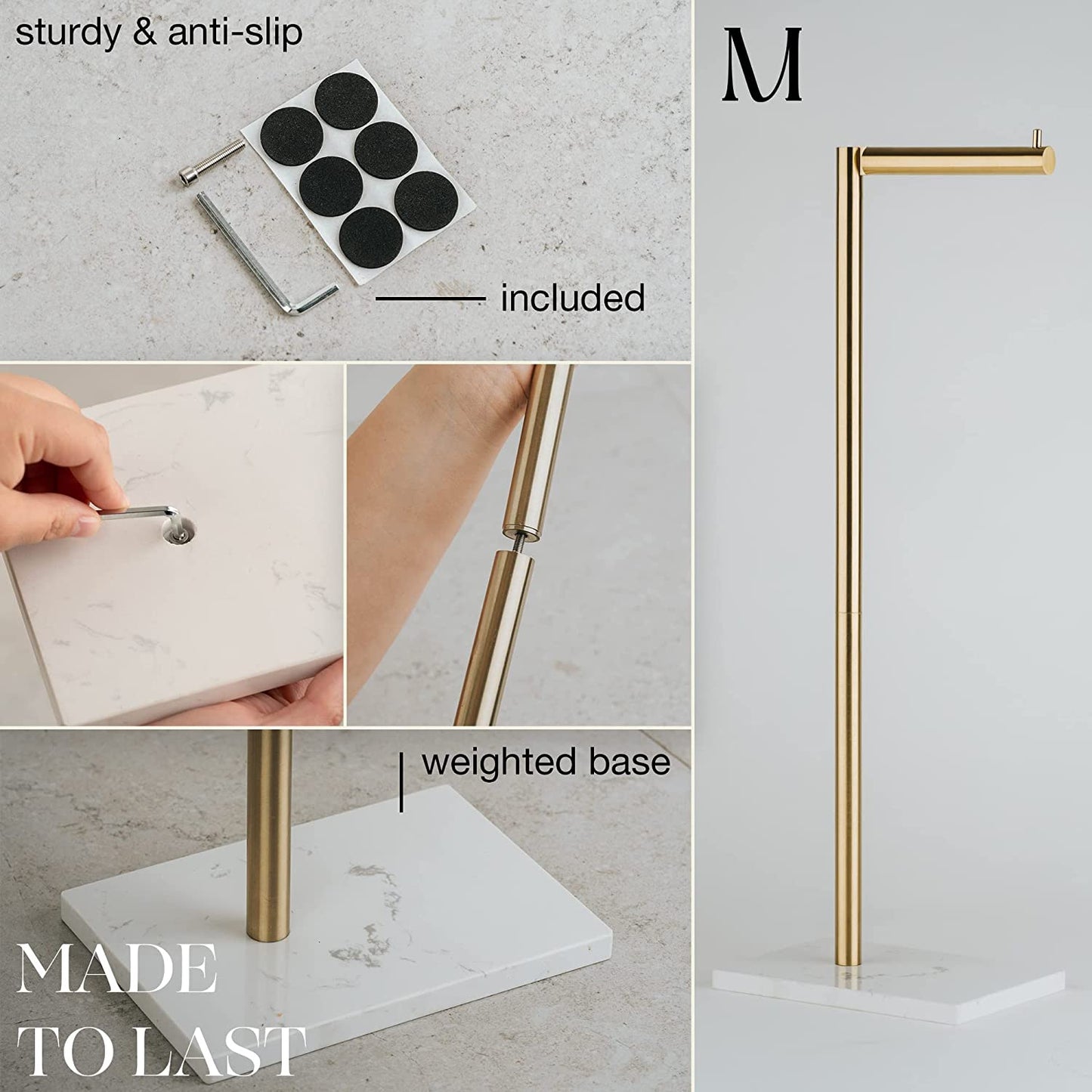 Free Standing Toilet Paper Holder Stand and Storage