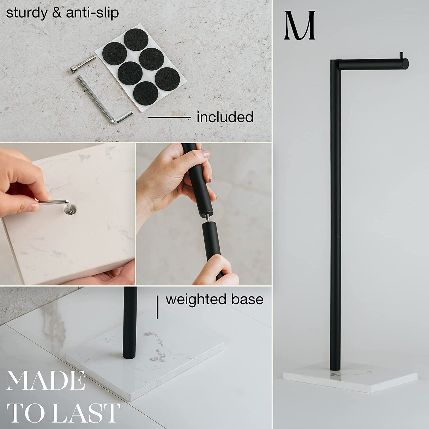 Free Standing Toilet Paper Holder Stand and Storage