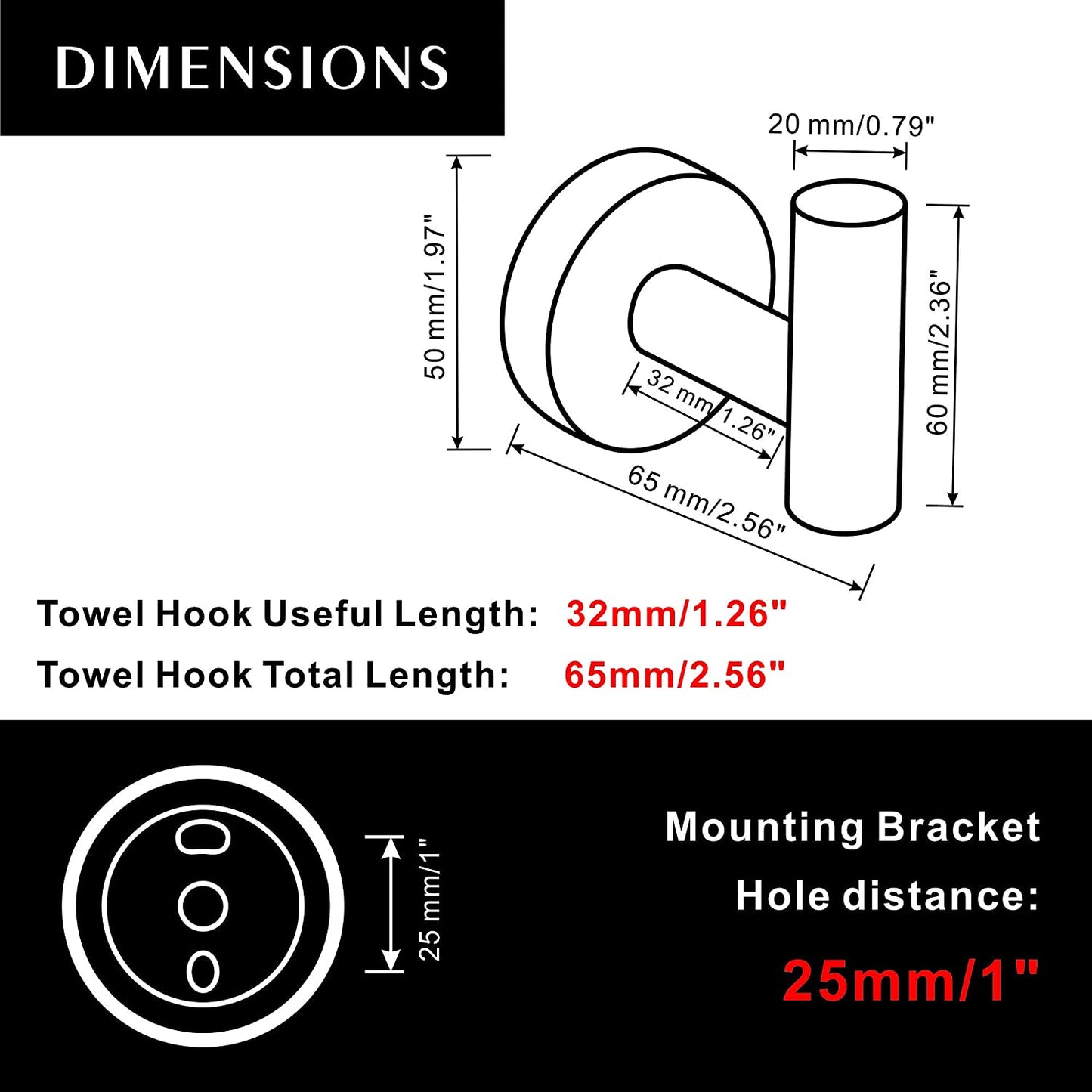 2 pack Hooks - Towel/Coat/Robe Hooks-Door Hanger Single Hook